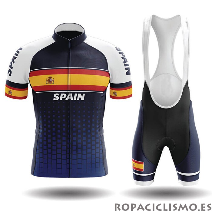 2020 Maillot Campeon Espana Tirantes Mangas Cortas Azul Amarillo